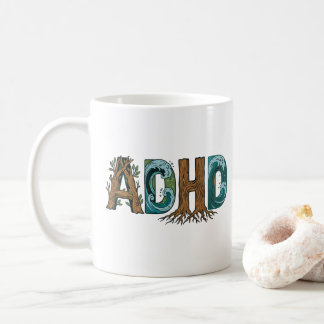 Taza De Café Diseño tipográfico de elementos naturales del TDAH