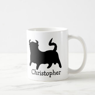 Taza De Café Diseño Toro Negro Personalizado