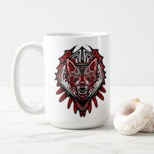 Taza De Café Diseño Totémico Tribal Haida de Lobo
