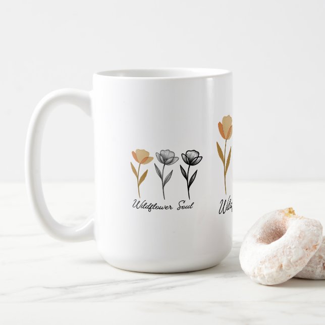 Taza De Café Diseño trendy de flor silvestre (Con donut)