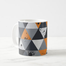 Taza De Café Diseño triangular en Naranja, negro y gris