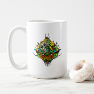 Taza De Café diseño tribal amarillo de cabeza alienígena