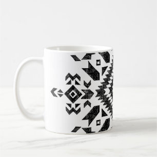Taza De Café Diseño tribal: blanco negro dibujado a mano