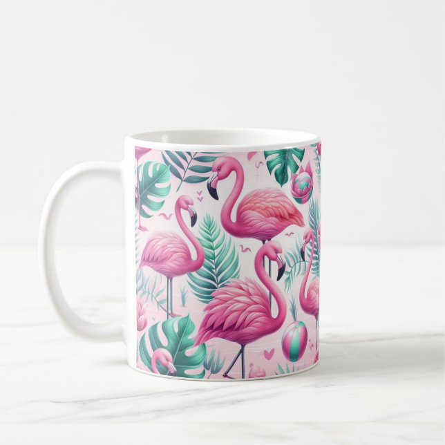 Taza De Café Diseño tropical del flamenco rosa (Izquierda)
