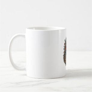 Taza De Café diseño vectorial de cabeza de caballo floral vinta
