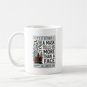 Taza De Café diseño vectorial de cita de máscara de Halloween v
