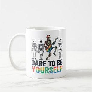 Taza De Café Diseño Vectorial Esqueleto Arcoíris Atrévete a Ser