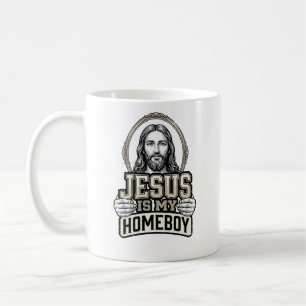 Taza De Café Diseño vectorial grabado vintage Jesús es mi compa