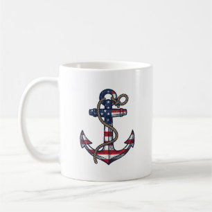 Taza De Café Diseño vectorial vintage de ancla patriótica_1