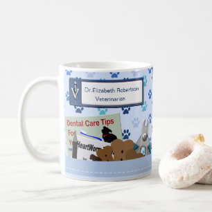 Taza De Café Diseño Veterinario Personalizado En Azul Claro