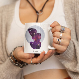Taza De Café Diseño zodiaco púrpura femenino de cáncer