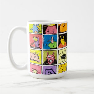 Taza De Café Diseños cuadrados de caras extrañas y raras de dib