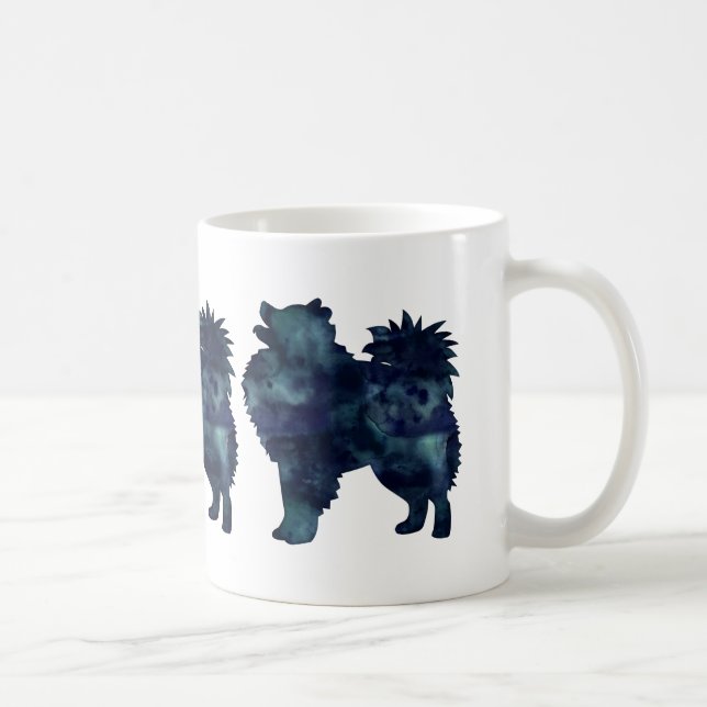 Taza De Café Diseños de silueta de perro esquimal estadounidens (Derecha)