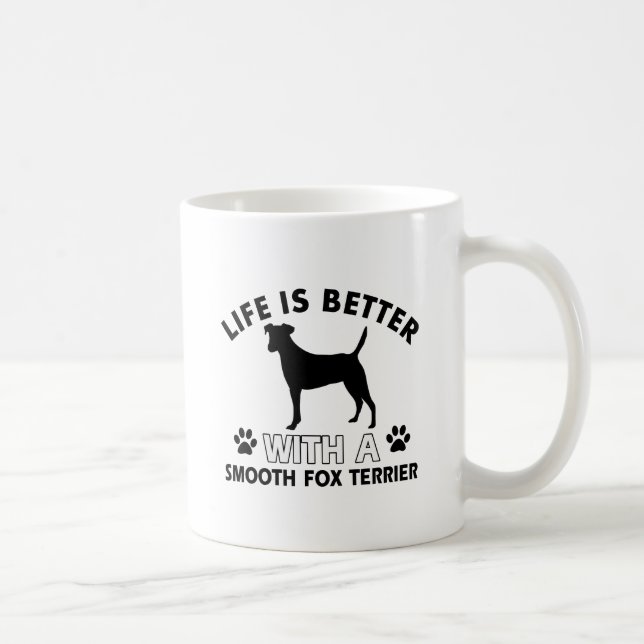 Taza De Café Diseños lisos de la raza del perro del fox terrier (Derecha)