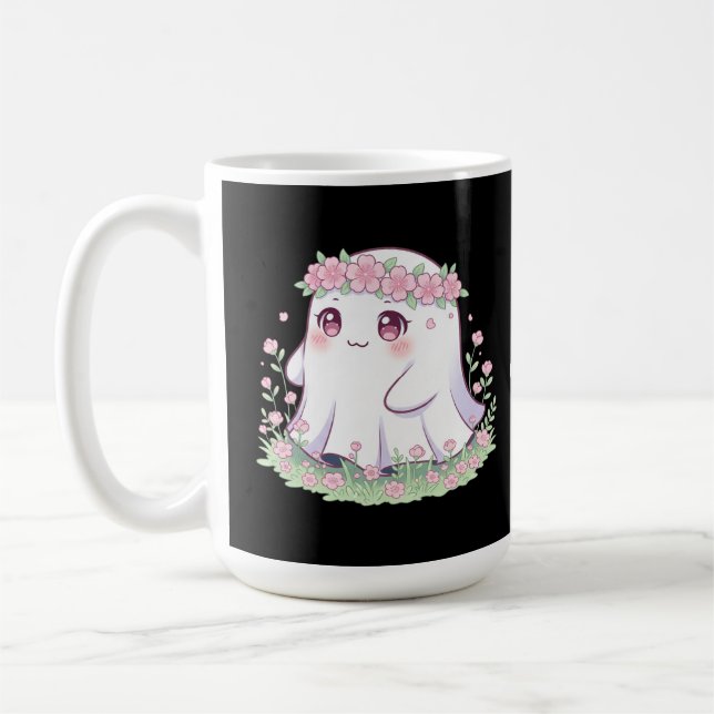 Taza De Café Disfraces de Fantasma Floral Halloween para mujere (Izquierda)