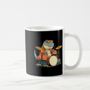 Taza De Café Disfraz de dinosaurio rockstar Sungles con batería