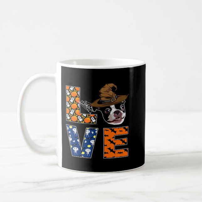 Taza De Café Disfraz de Halloween Boston Terrier (Izquierda)