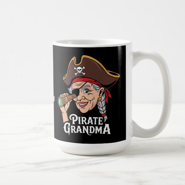 Taza De Café Disfraz de Halloween con abuela divertida y pirata (Derecha)