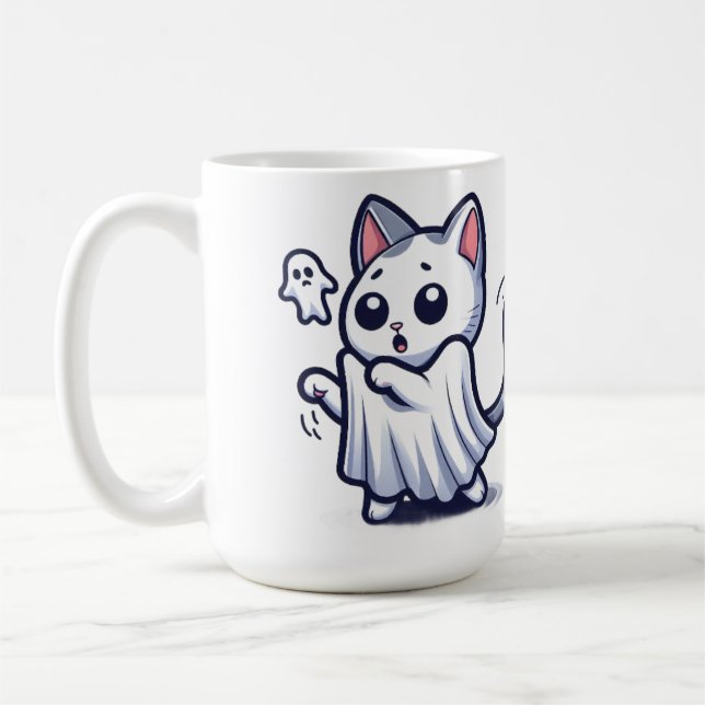 Taza De Café Disfraz de Halloween de Ghost Kitty (Izquierda)