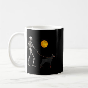 Taza De Café Disfraz de Halloween de perro esqueleto Doberman c