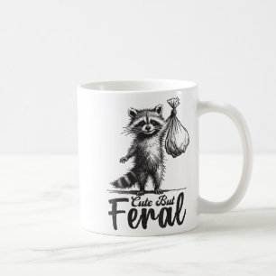 Taza De Café Disfraz de Mapache Panda Lindo pero Feral Divertid