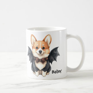 Taza De Café Disfraz de murciélago de perro Corgi personalizado