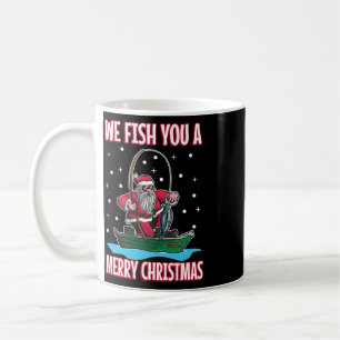 Taza De Café Disfraz de Navidad Pescador Divertido Genial San