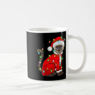 Taza De Café Disfraz de Santa con Luces de Navidad de Gato Siam