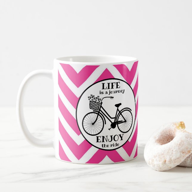 Taza De Café Disfruta Del Paseo | Bicicleta Con Flores Motivaci (Con donut)