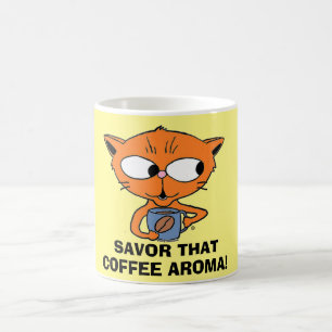 Taza De Café ¡DISFRUTA ESE AROMA A CAFÉ! Gato bebiendo Café