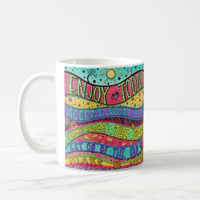 Taza De Café Disfrutar de las citas coloridas actuales (Izquierda)