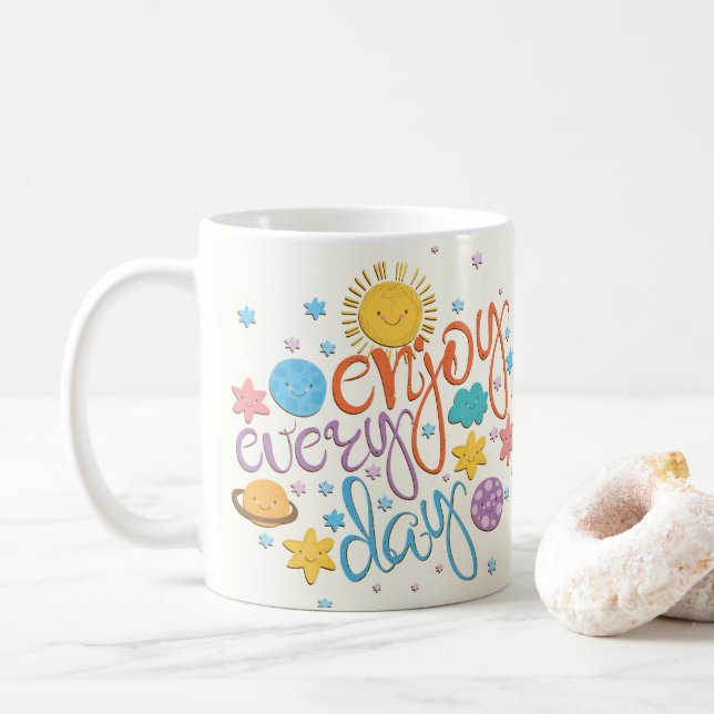 Taza De Café Disfrutar todos los días (Con donut)