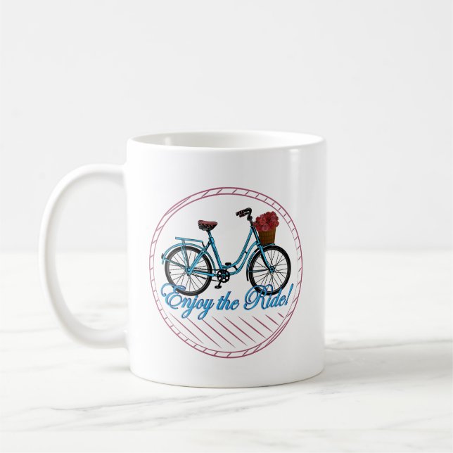 Taza De Café Disfrute De La Bicicleta Azul De Ride (Izquierda)