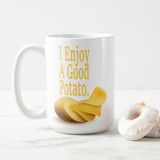 Taza De Café Disfruto De Una Buena Papa Graciosa Comida Amante  (Con donut)