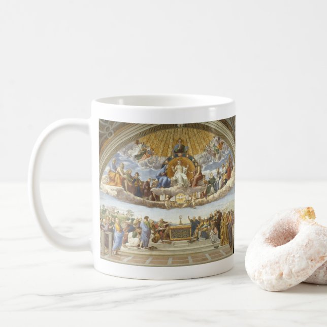 Taza De Café Disputación del Santo Sacramento, Rafael Sanzio (Con donut)