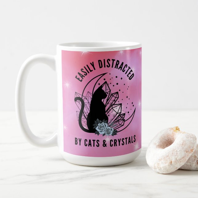 Taza De Café Distracción fácil por parte de gatos y cristales B (Con donut)