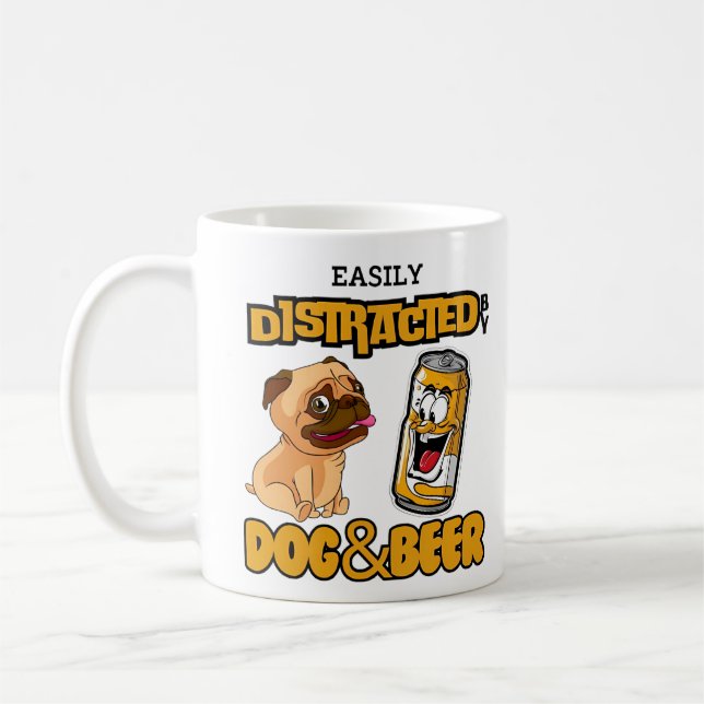 Taza De Café Distracción fácil por perros y cerveza (Izquierda)