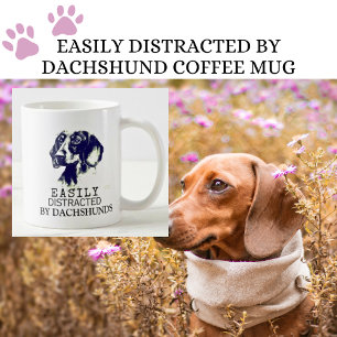 Taza De Café Distraído Fácilmente Por Dachshunds Blanco Y Negro