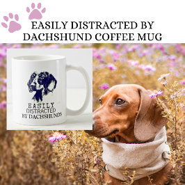 Taza De Café Distraído Fácilmente Por Dachshunds Blanco Y Negro
