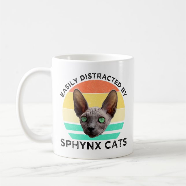 Taza De Café Distraído Fácilmente Por Gatos Sfinx (Izquierda)
