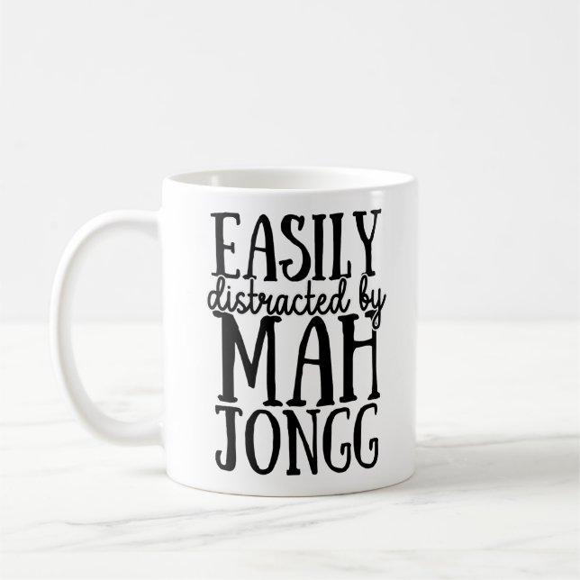 Taza De Café Distraído Fácilmente Por Mah Jongg Funny (Izquierda)