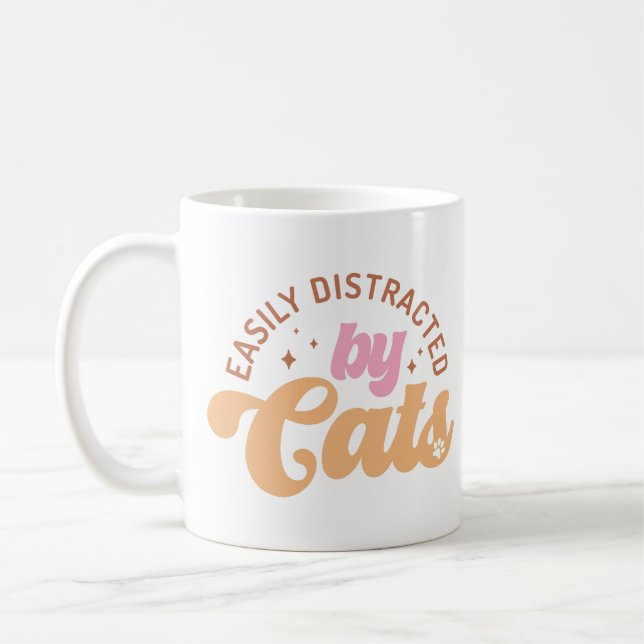 Taza De Café Distraídos Fácilmente Por Los Gatos (Izquierda)