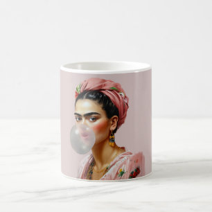 Taza De Café Diva con cicatriz floral que sopla chicle