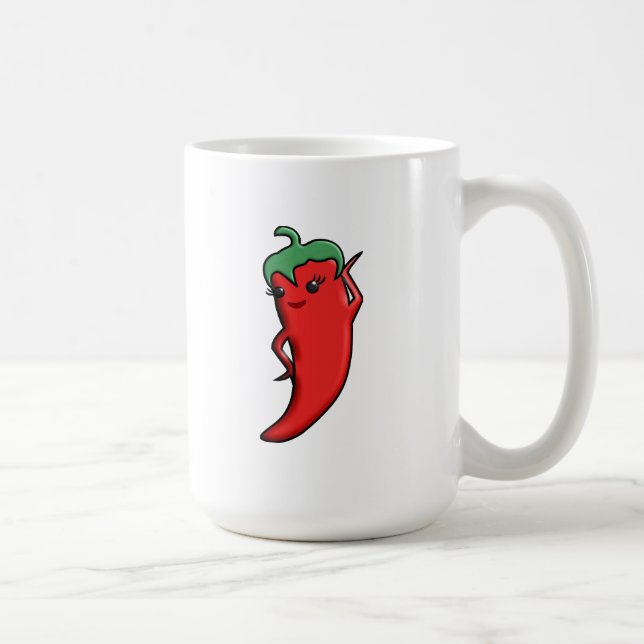 Taza De Café Diva del Pimiento Rojo Kawaii (Derecha)