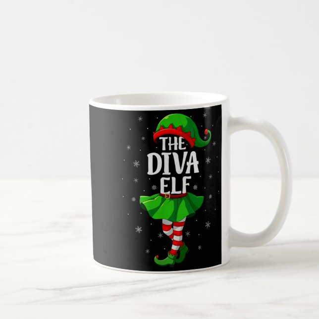 Taza De Café Diva Elf Christmas Girls Women Elf Squad Xmas Fami (Derecha)