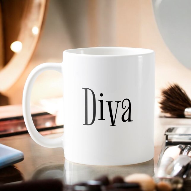 Taza De Café Diva Funny Whimsical Textos (Subido por el creador)