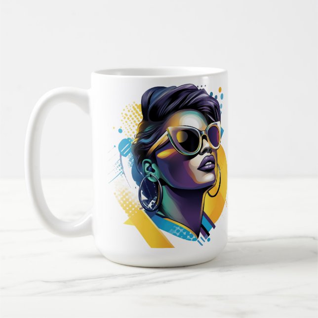 Taza De Café Diva urbana - Retrato vectorial audaz del glamour  (Izquierda)