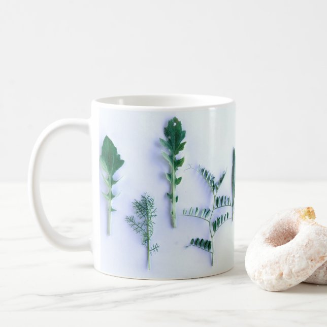Taza De Café Diversas formas Verdes Sensación de la Naturaleza (Con donut)