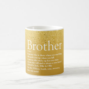 Taza De Café Diversión Brillo Dorado Mejor Hermano Definición
