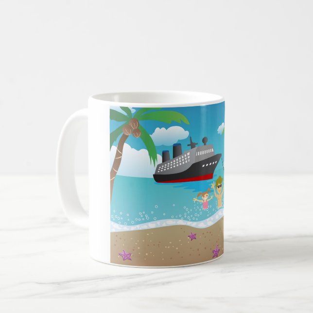 Taza De Café Diversión de crucero de playa para familias tropic (Anverso izquierdo)